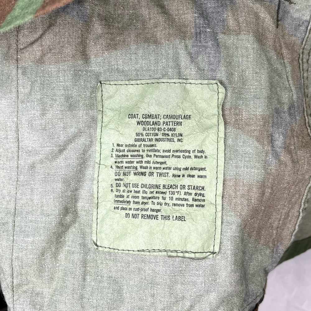 Vtg US Army Issue Combat Woodland Camouflage Field Jacket Coat Mens Small Long - Picture 8 of 13